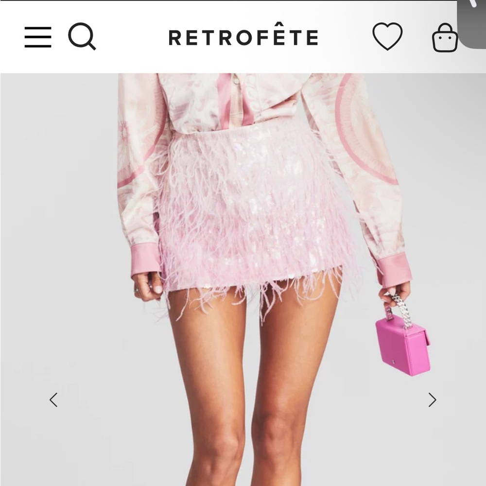 retrofete pink sequin and feather mini skirt - Picture 1 of 4